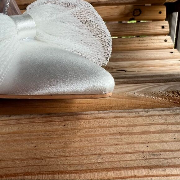 Lulus Lelanee White Satin Rhinestone Bow Ankle Strap Pumps - Picture 10 of 16